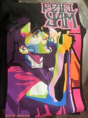 Pearl Jam Eddie Vedder Colorblock Graphic Tee - Black with Neon Accents